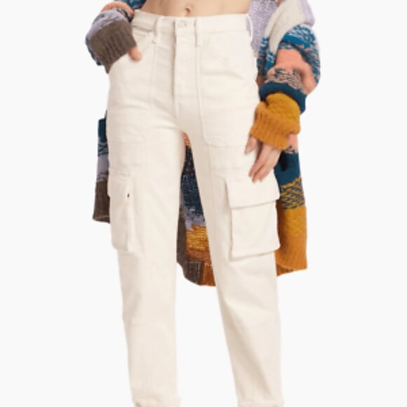 NWT$328 MOTHER Curbside Cargo Flood High-Rise Tapered Jeans 30 (8-10) - Picture 1 of 16
